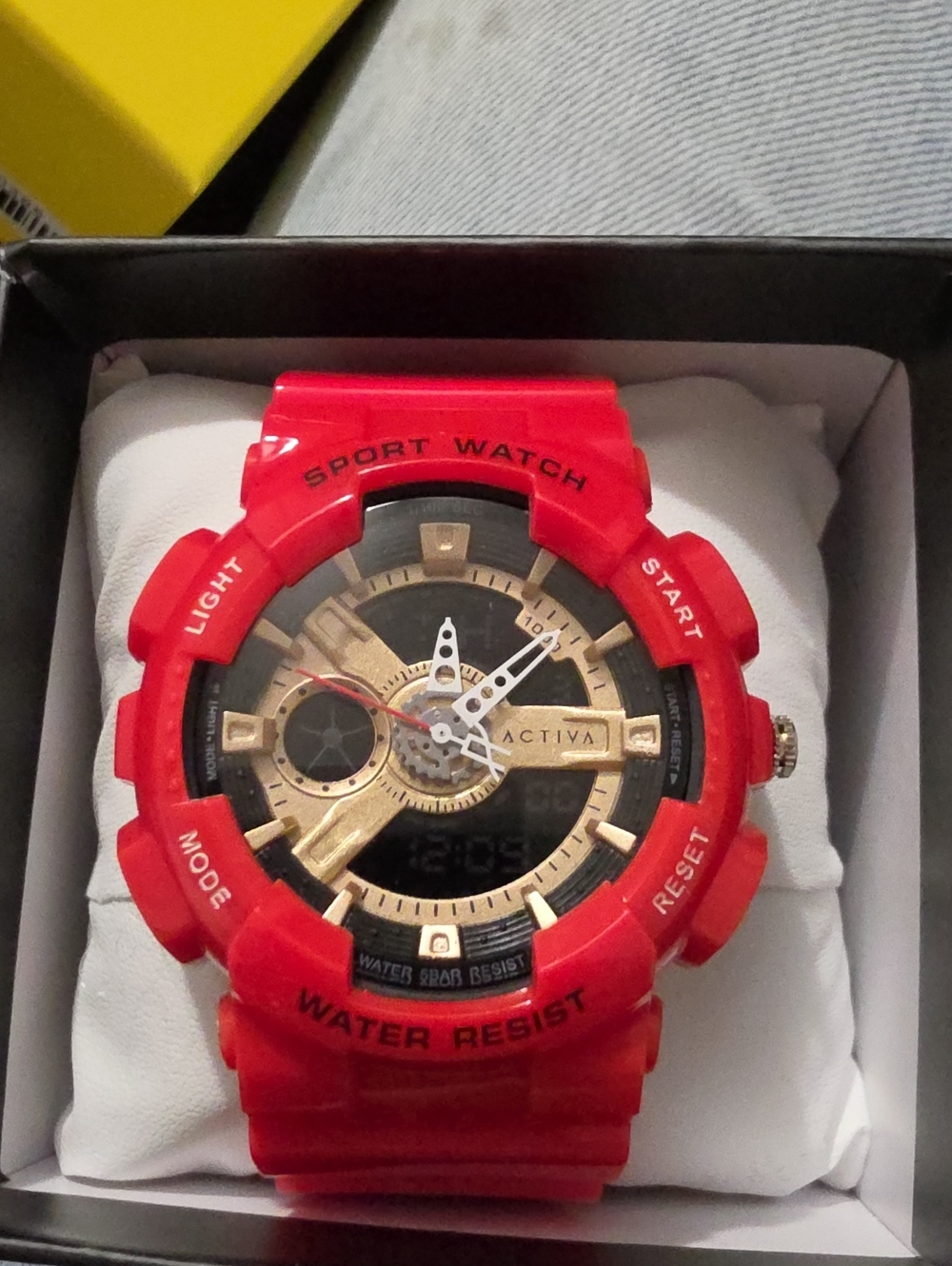 Activa Red Men's Sport Watch with Gold Dial Accents